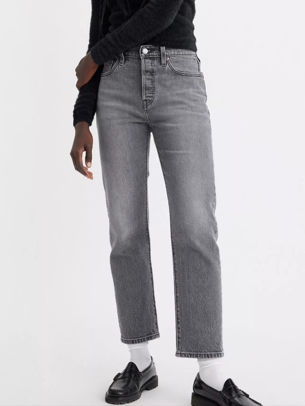 Levi's Women's Gray 501 Straight Leg Cropped Jeans - Perfect Full Length Petite!